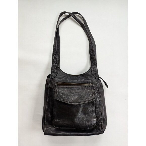 Fossil Vintage Black Pebbled Leather Shoulder Bag - Picture 1 of 7